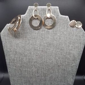New! Golden Glow Earring Trio / 3 Pairs Of Earrings for Pierced Ears